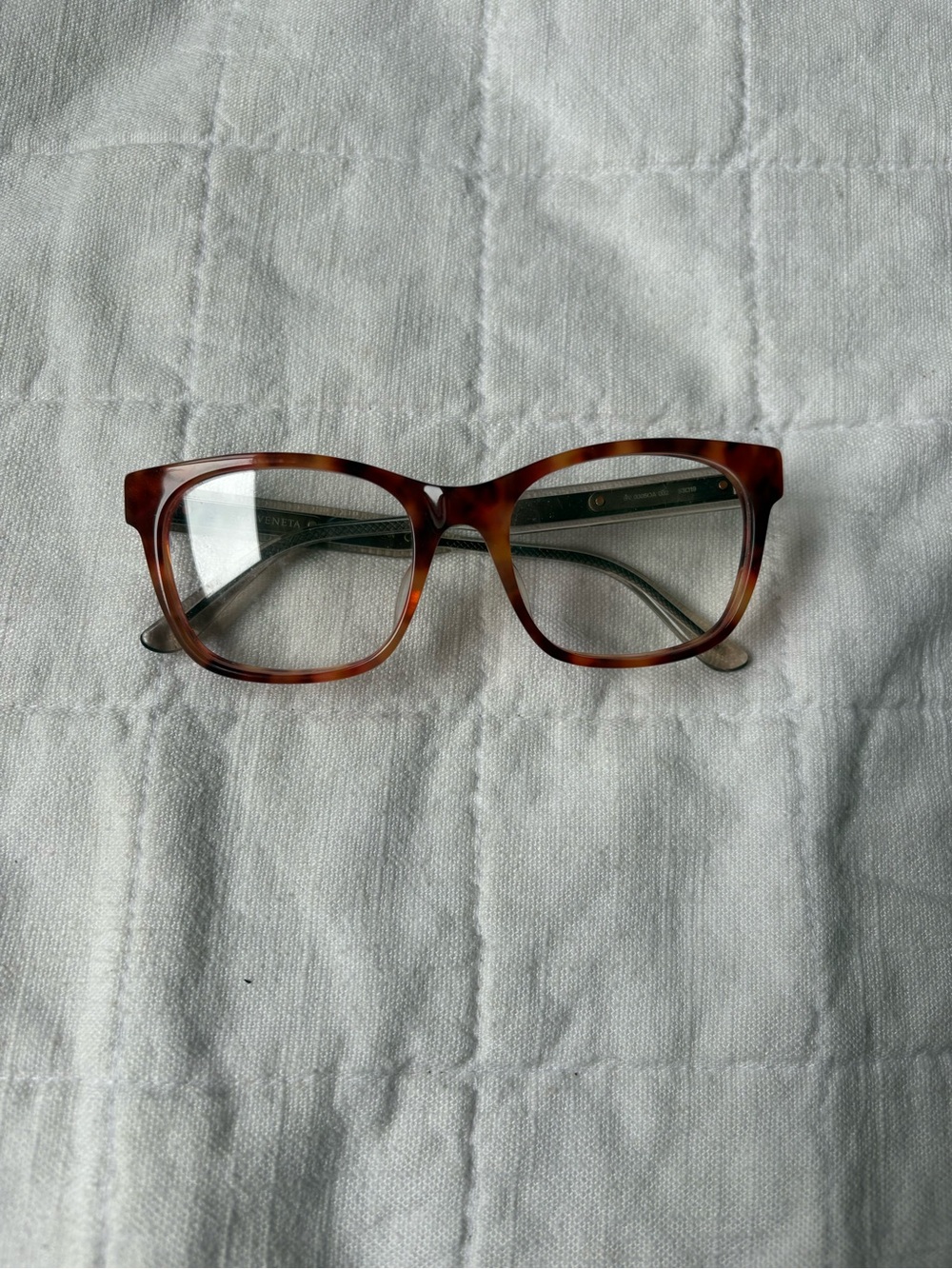 Bottega Veneta Tortoiseshell Square Frame Fashion No Prescription Glasses
